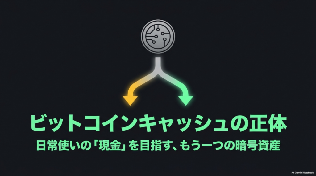 日常使いの現金を追求する暗号資産ビットコインキャッシュの概要スライド