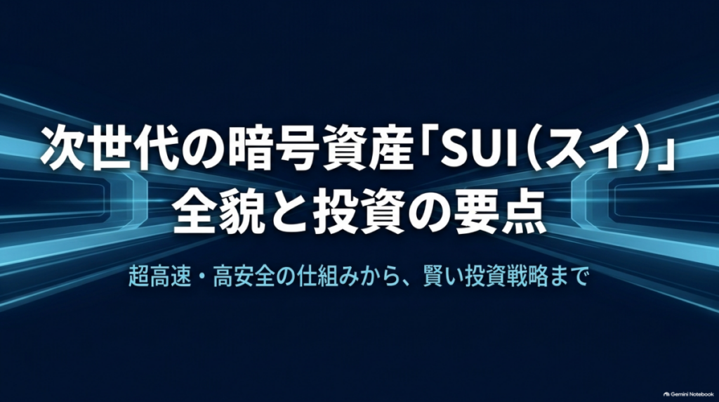 次世代暗号資産SUI（スイ）の全貌と投資戦略をまとめたガイド資料の表紙スライド