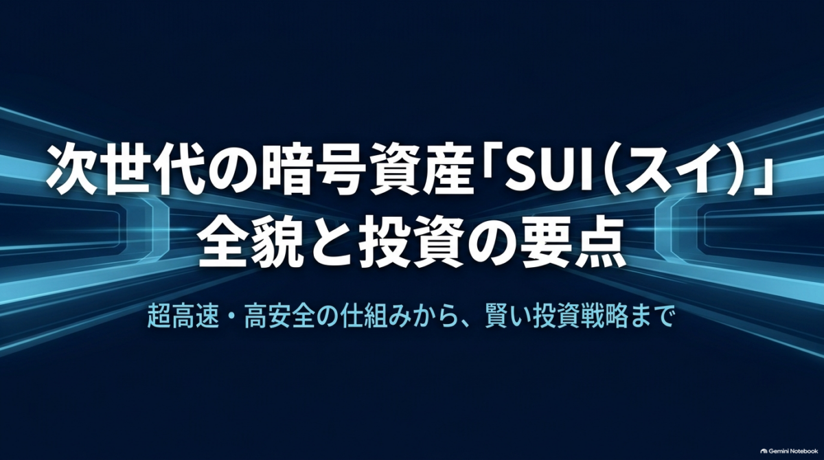 次世代暗号資産SUI（スイ）の全貌と投資戦略をまとめたガイド資料の表紙スライド